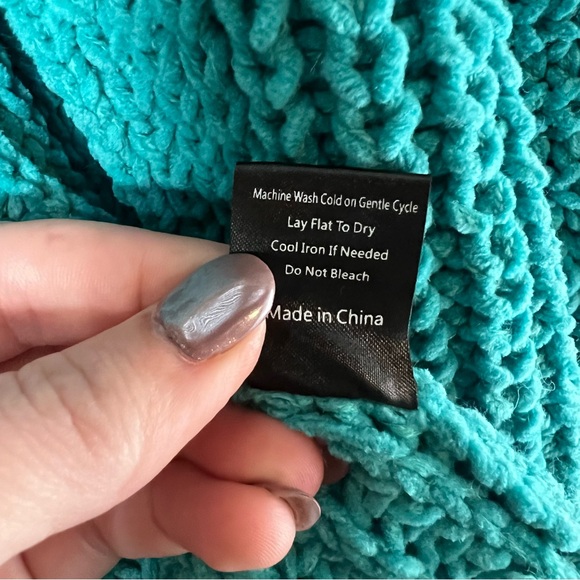 POL Step Inside Chunky Knit Cardigan Sweater Open Front Oversized Blue Small - Picture 8 of 8